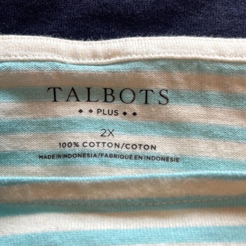 Talbots - Striped Blue and White Long Sleeve Top - size 2X - Picture 4 of 6
